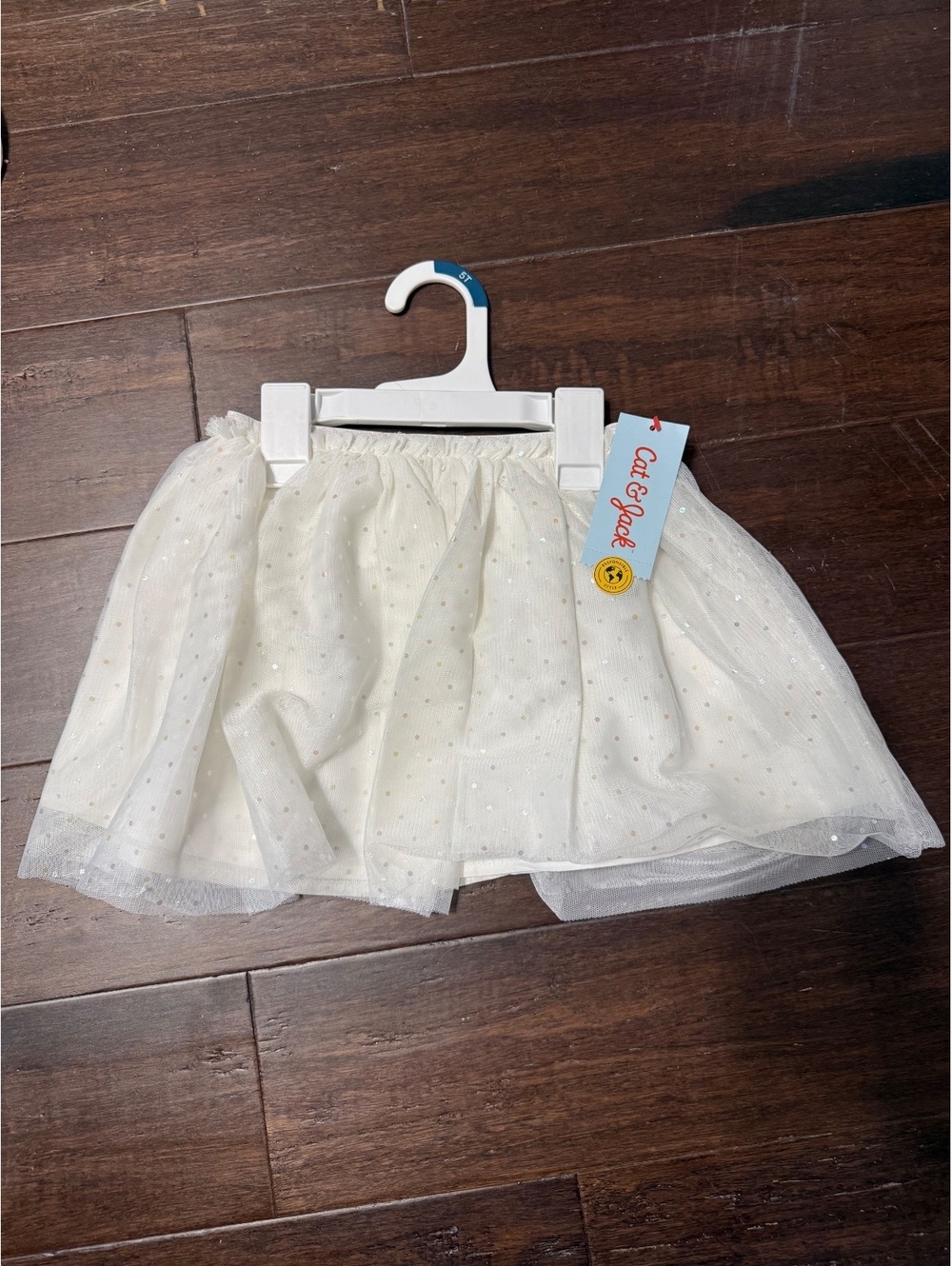 New 5T Cat & Jack Girls' Iridescent White Tulle Skirt